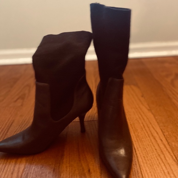 🤎 Brown Leather Fabric Pointed Boot by Nine West - Picture 8 of 10